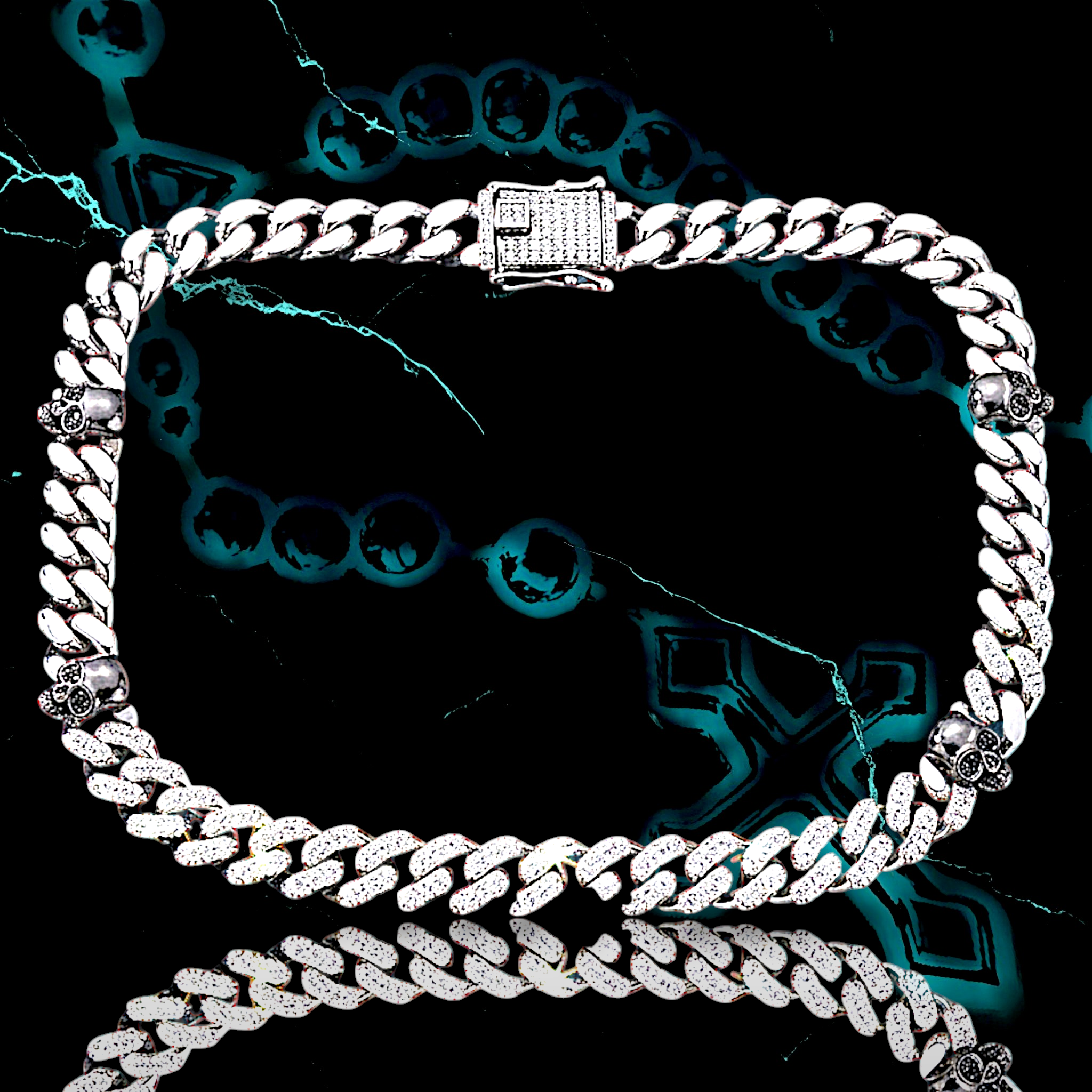 SKULL LINK 1.3mm ICED OUT 📿