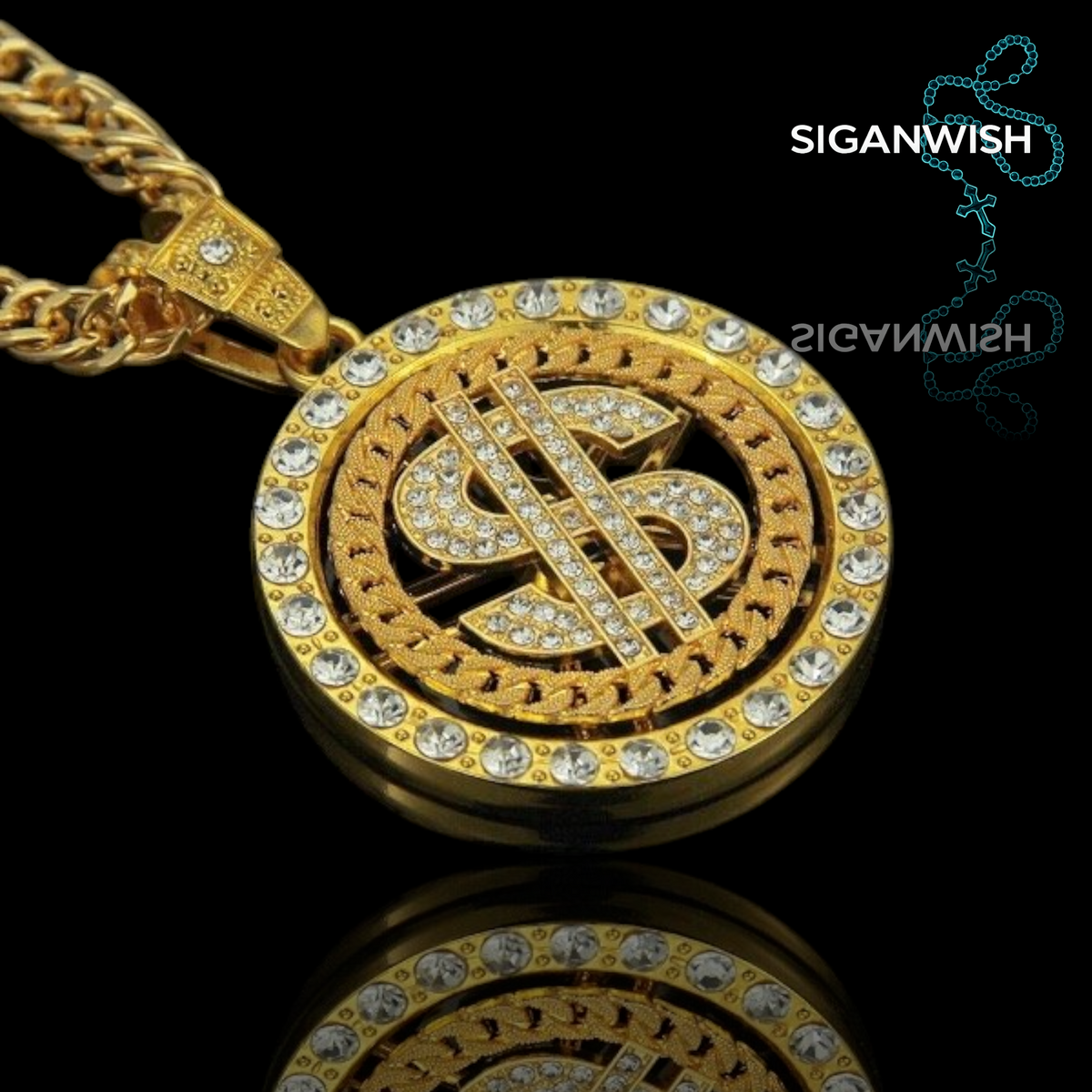 DIJE "SPINNING DOLAR" ICED OUT 📿