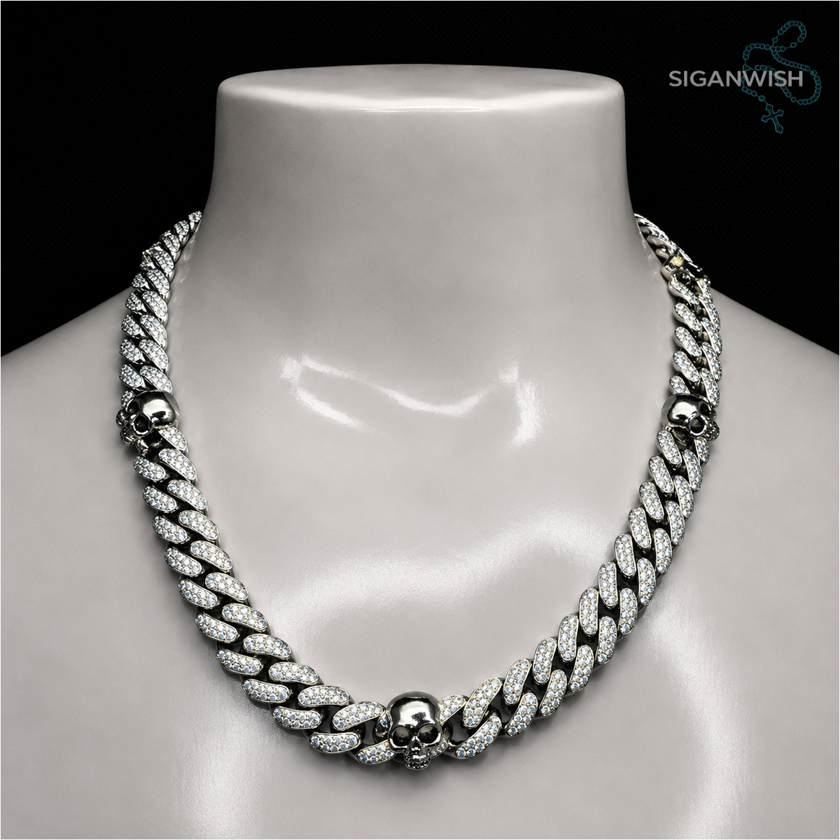 SKULL LINK 1.3mm ICED OUT 📿