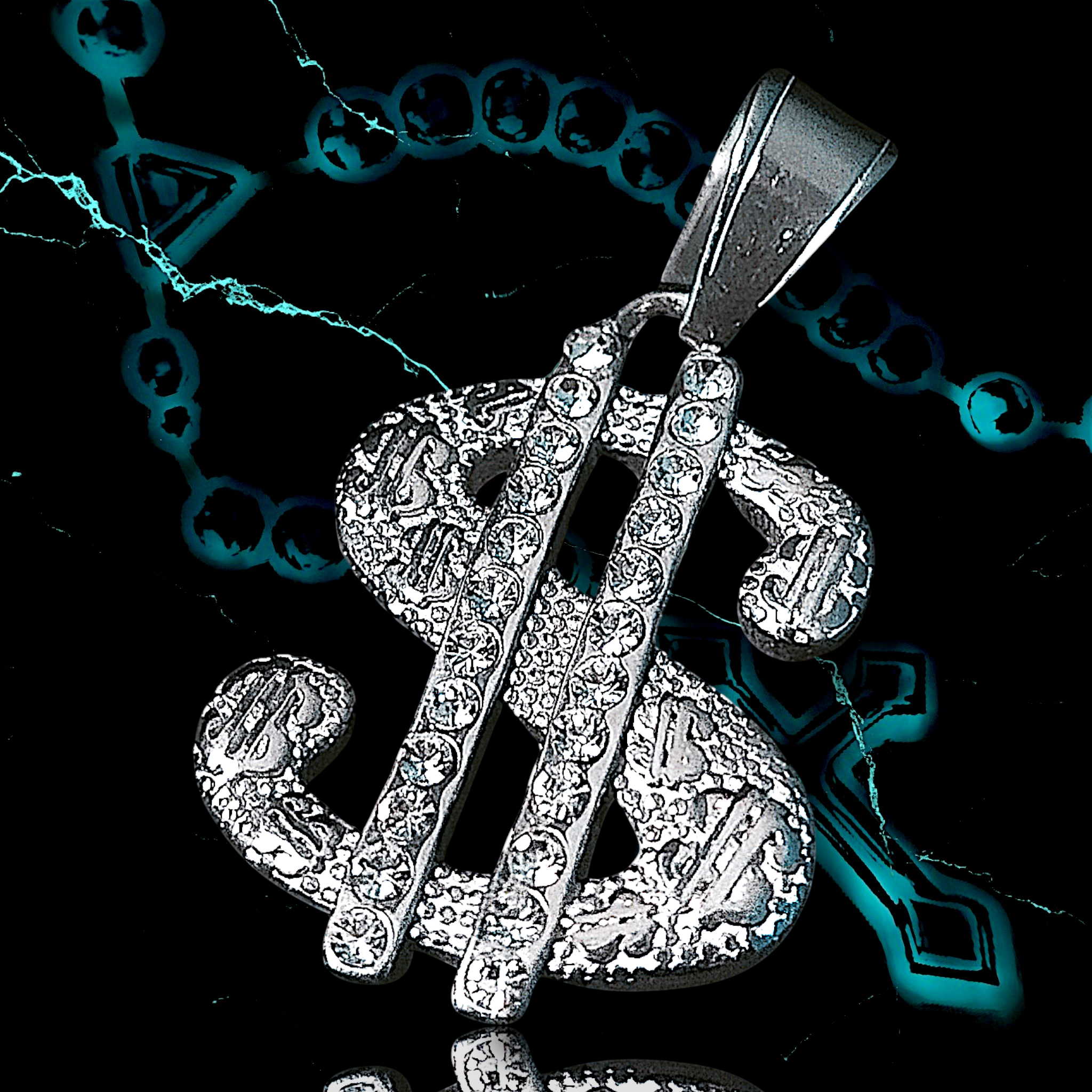 DIJE SÍMBOLO $ "DRIP" ICED OUT 📿