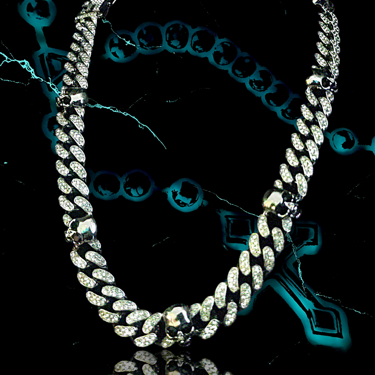 SKULL LINK 1.3mm ICED OUT 📿